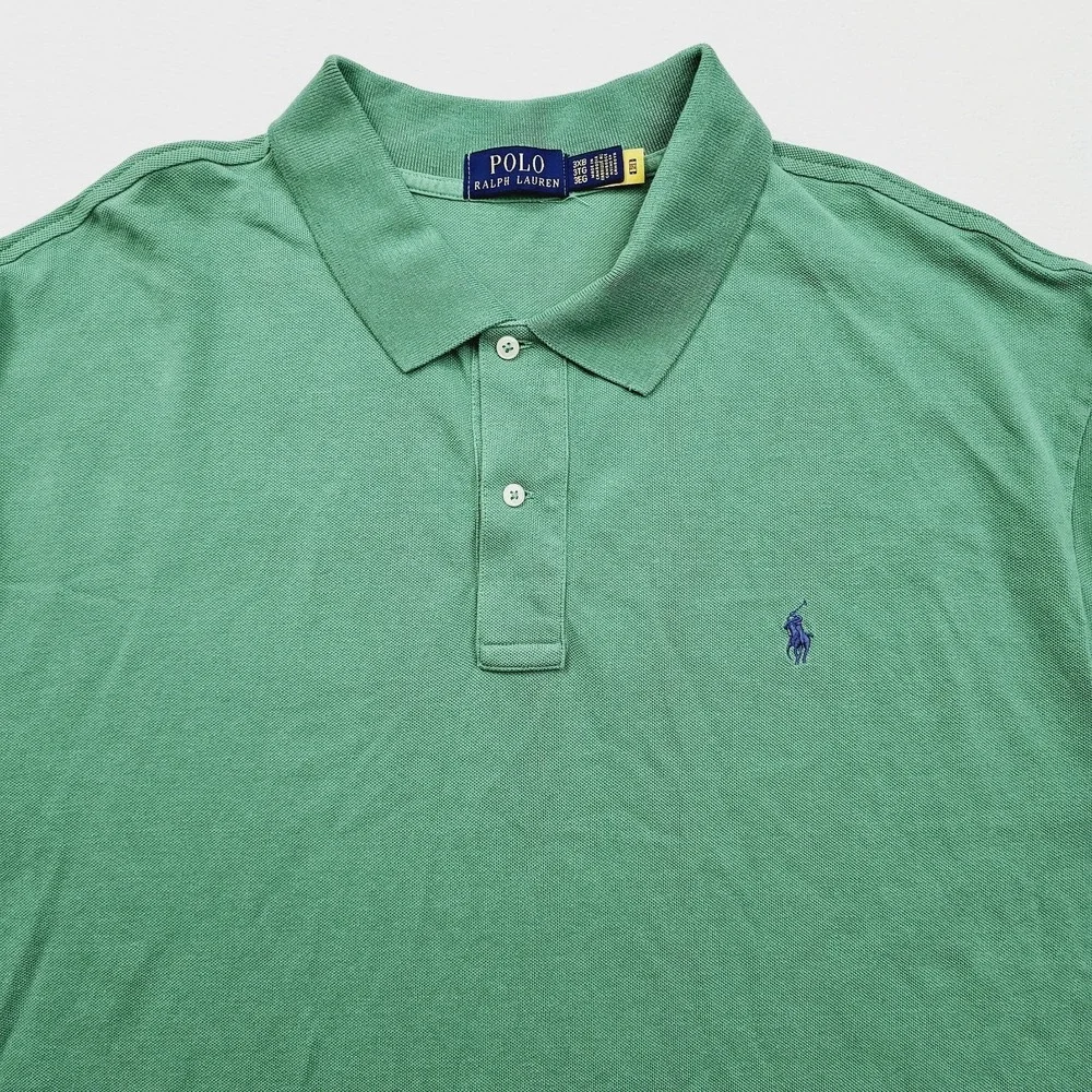 Polo‎ Ralph Lauren Polo Shirt Mens 3XB Green Blue Pony Logo Cotton Pique Preppy